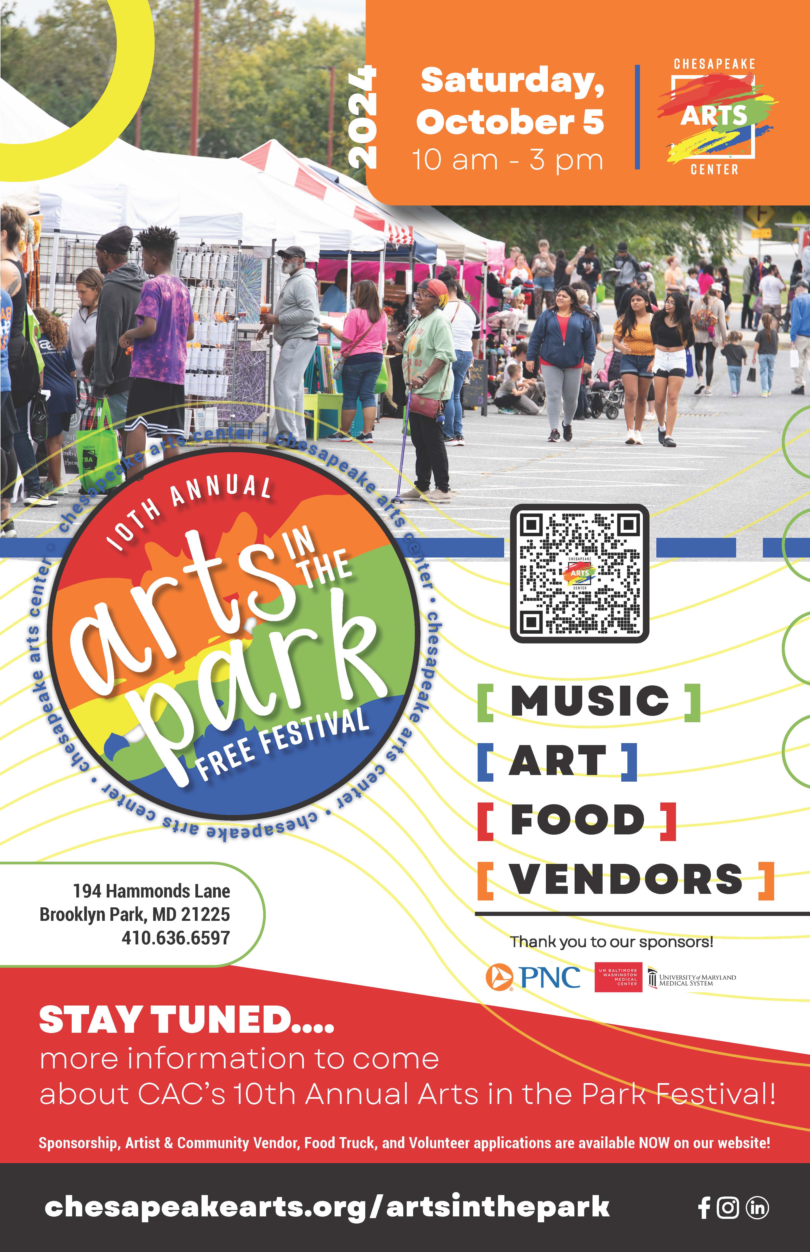 Arts in the Park, Saturday October 5, 2024 10am - 3 pm