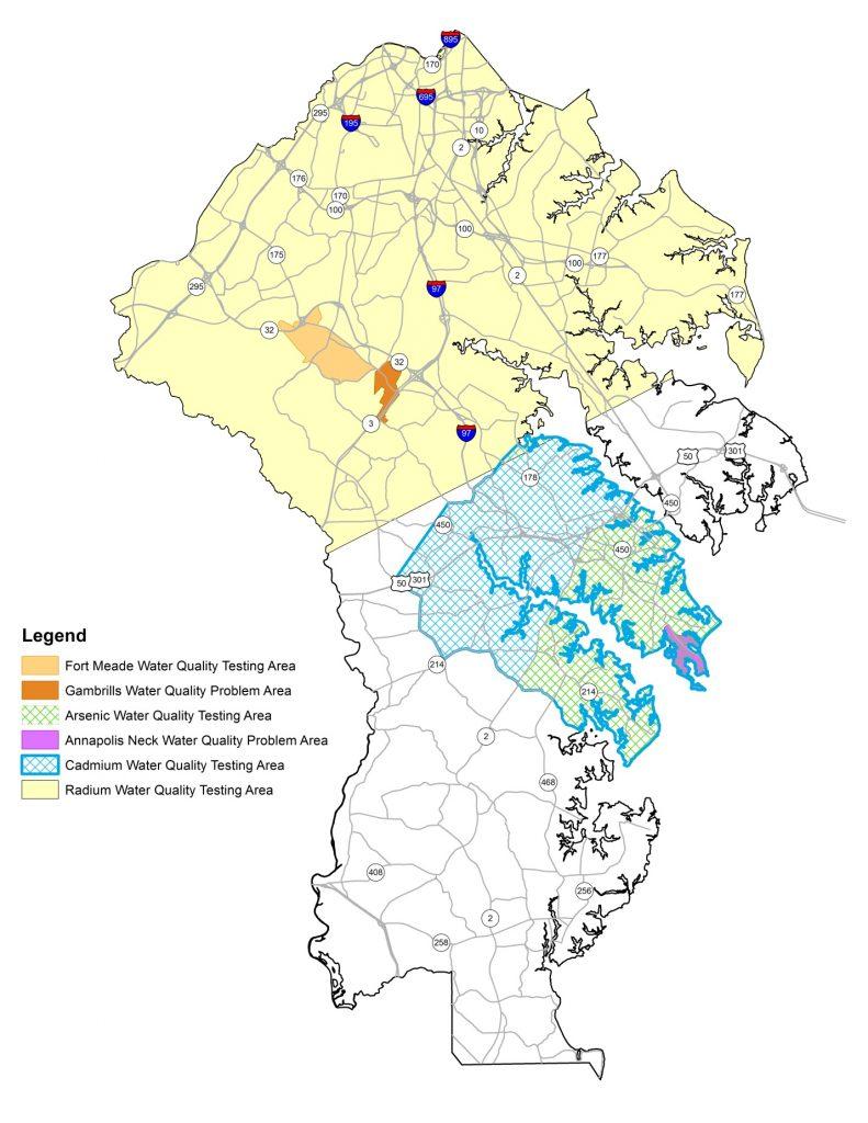 Anne Arundel County Map of Water Quality Problem Areas