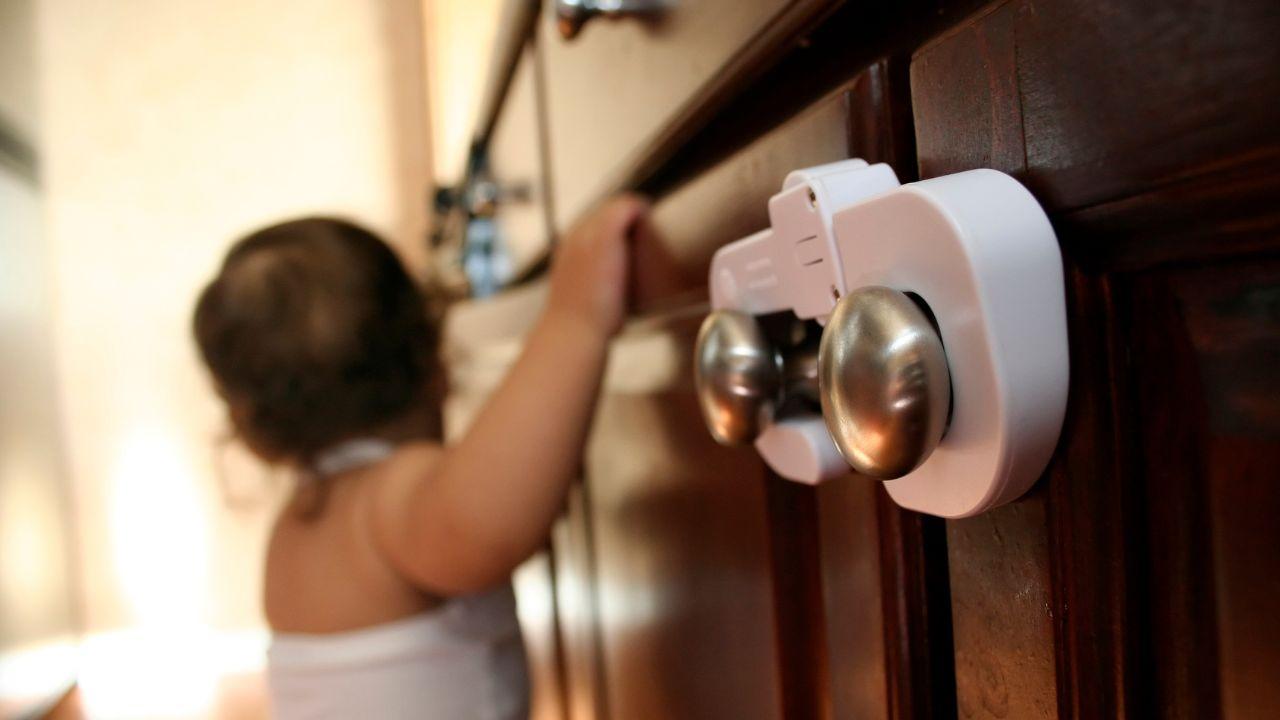 Cabinets locked from baby for home safety